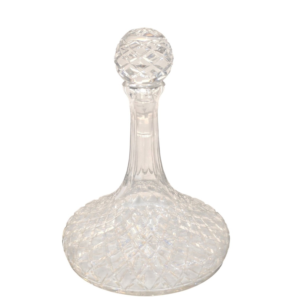 Vintage MCM Cut Lead Crystal Ship Decanter Violetta Made in Poland‎